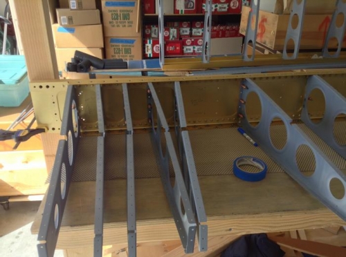 Leaving off rear spar for more room to rivet