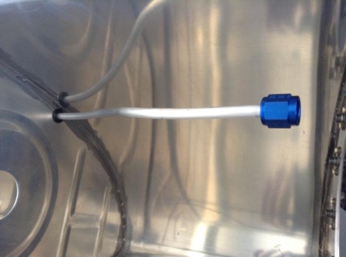 Fuel vent line flanged and nut in place.