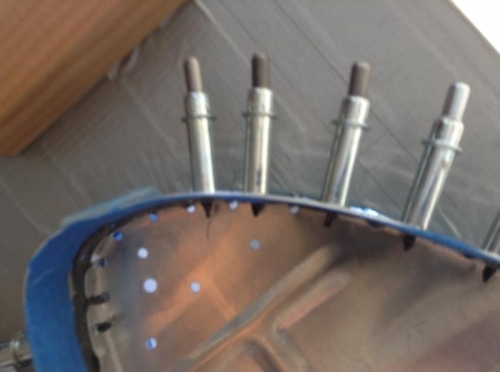 Sealant and clecoed in place