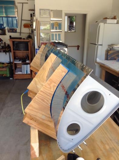 Forms tilted and screwed to bench to keep from moving