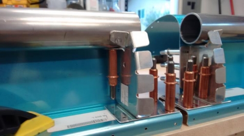 Cleco and pop rivet holding CB tube