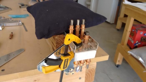 Left flap spar / bracket clamped and drilling