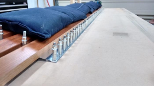 Trailing edge drilled and clecoed to bench