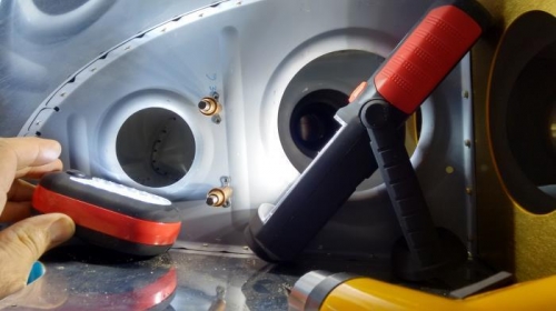 Small LED lights and small air drill made this possible