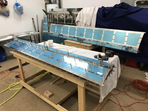 both wing flaps ready for disassembly, deburring, dimpling/countersinking and assembly