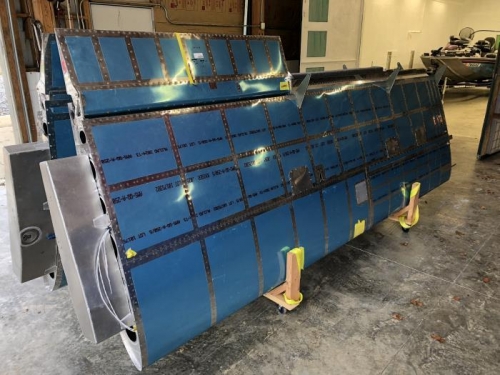 Finally got the L wing bottom skin riveted over weekend