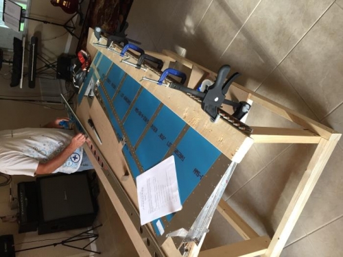 Glued together trailing edge of rudder...leave it alone for a few days before riveting