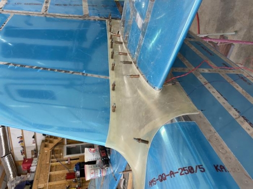 Empenage fairing getting worked on