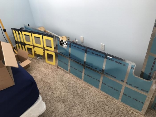 R wing bottom skin deburred and dimpled.   Ready for riveting