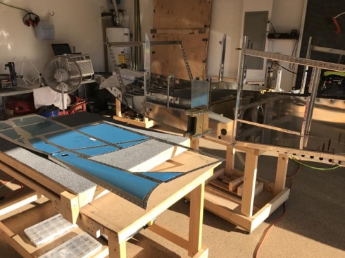 Deburred, dimpled, baggage door removed, primed ready for riveting