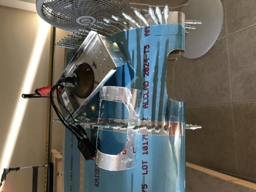 progress on R wing HID landing light assembly.  Aluminum piece is a doubler