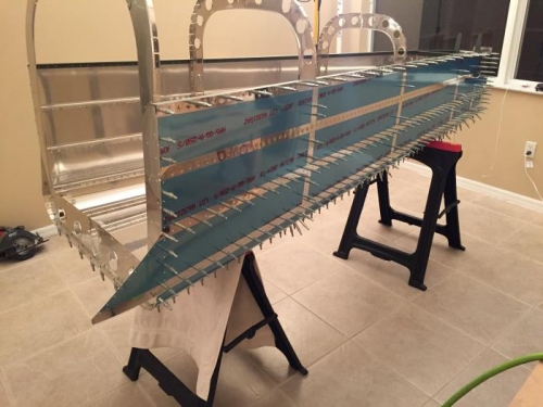 Fully deburred, now began riveting aft fuselage