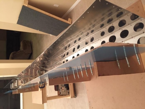 Horiz stab disassembly, deburr, dimple, countersink, etc. continues