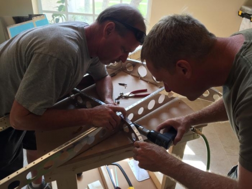 Riveting vert stab frame together