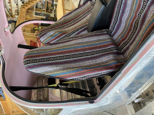 temporary seat covers, seats belts and bushings for attachments