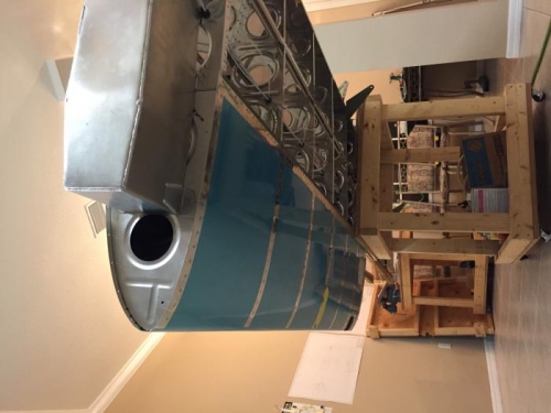 Attaching L wing leading edge to main spar.  Cleaned up some electrical wiring and L wing Aux Tank