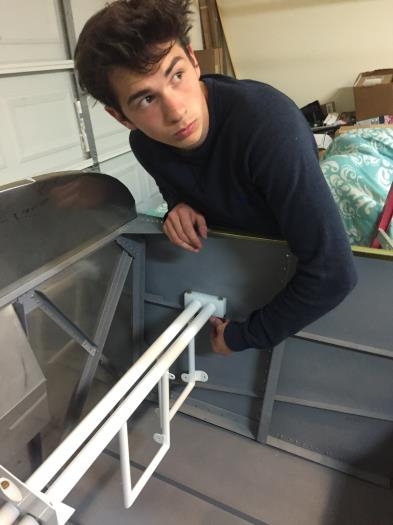 Justin inserting the rudder Bolts!