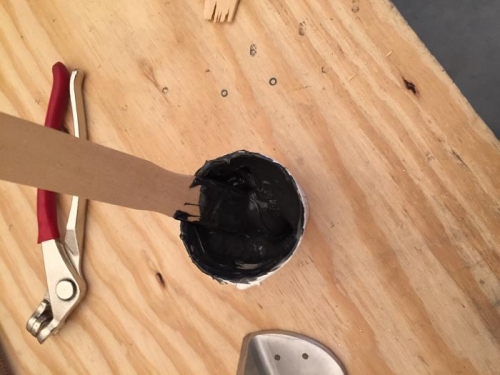 First batch mixed and ready to assemble the tank