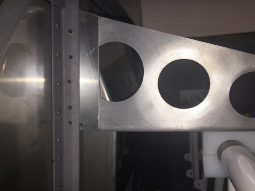 Spacer and bracket in place and drilled