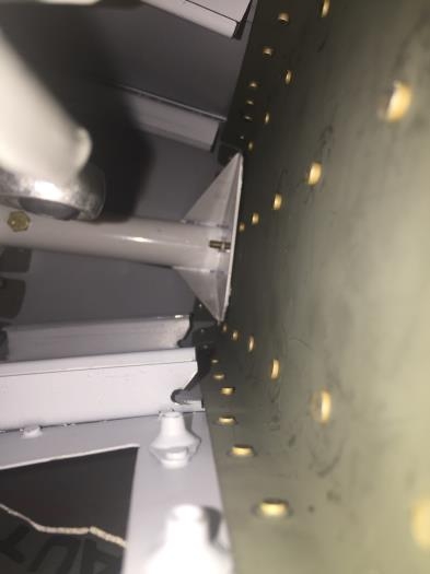 Drilled the first hole of three in the lower end of the Vert Stab and Tail mount!