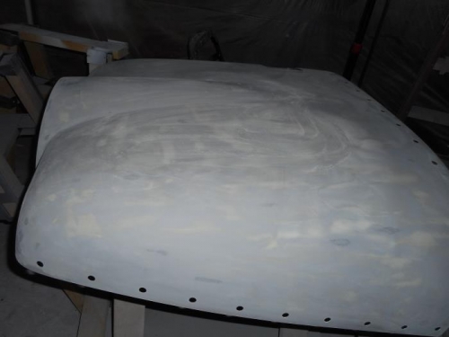 top cowling with pinholes filled and sanded