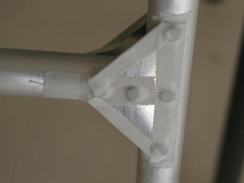 Close-up of tape on gusset