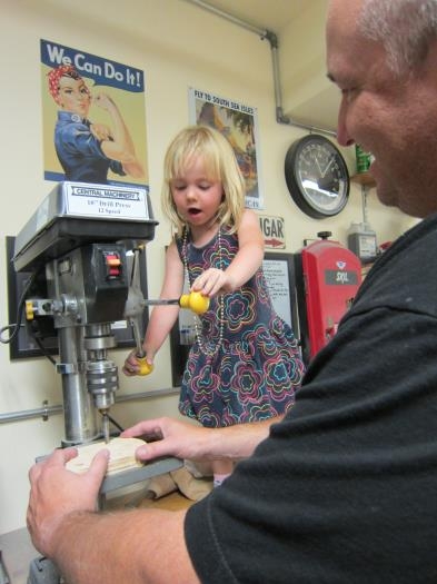 Using the drill-press with Daddy