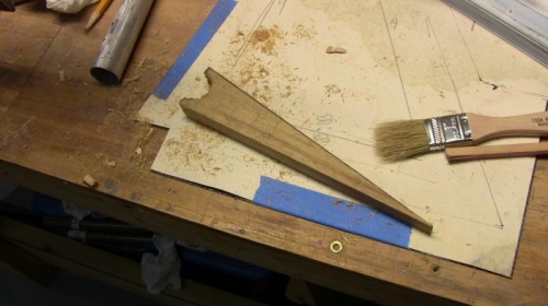 One of the balsa blanks for the lower half