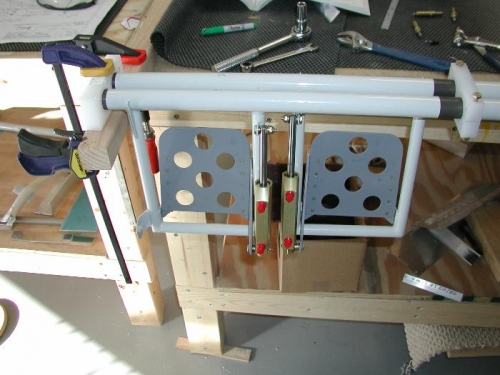 Rudder pedals on the bench