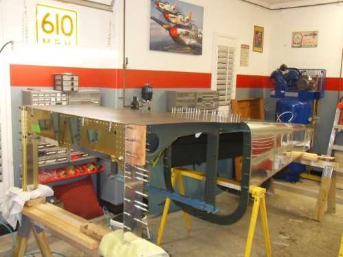 Initial join of the tail cone and center section.