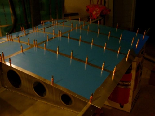 Clecoed RH Upper Outbd Skin