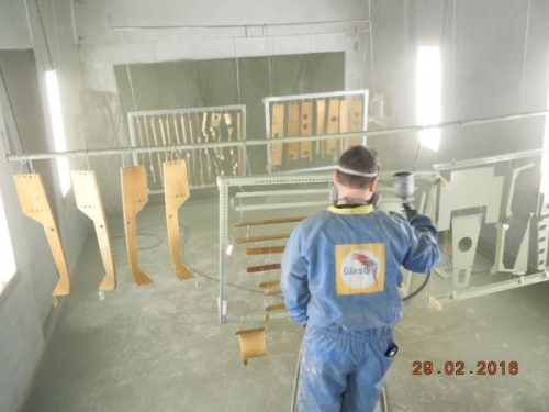 Overview of paint booth with all parts