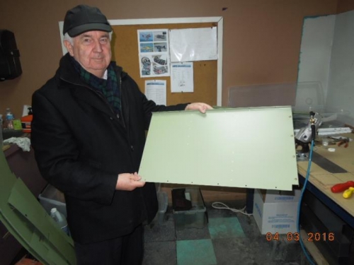 Dad holding proudly first completed sub-assembly