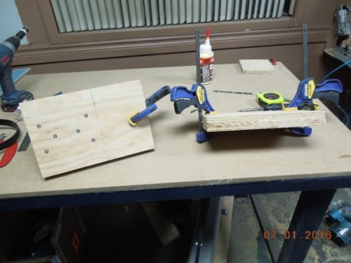 Plywood parts cut and joined to make fake spars
