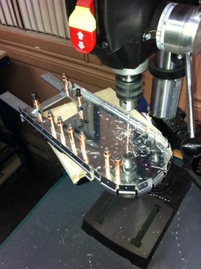 Drilling stab attach bars through bulkhead F811A and F811E