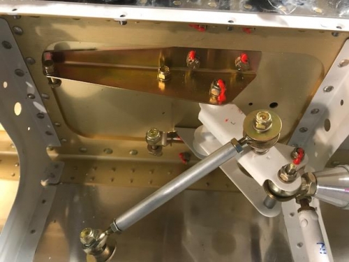 better view with the autopilot pushrod pulled back.  I pushed hardware inplace for final servo mount'g