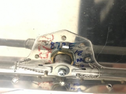 Lock assembly siliconed and bolted into position.  Push rod assembly attached