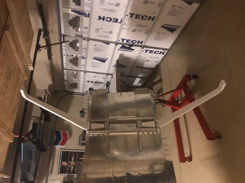 Left and righ gear legs bolted into position