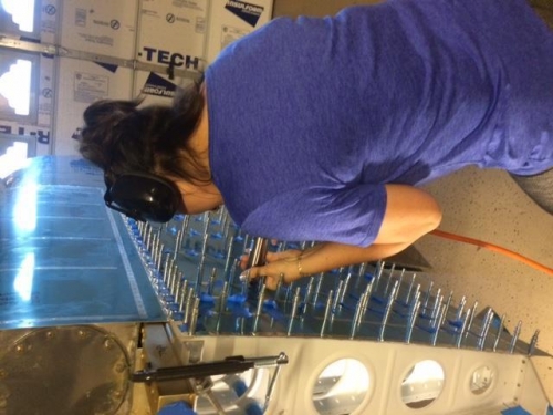 Jennifer on the rivet gun
