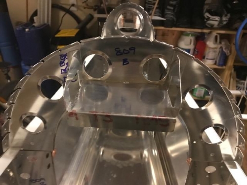 looking aft at bracket clecoed to 809 bulkhead