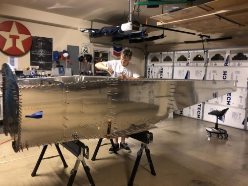 Fuselage assembly with me in background