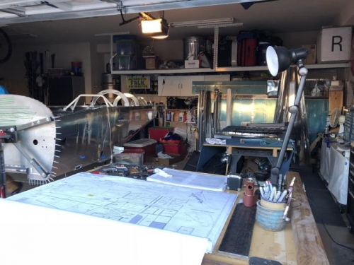 Jennifer shot a photo of the shop with the garage door open.