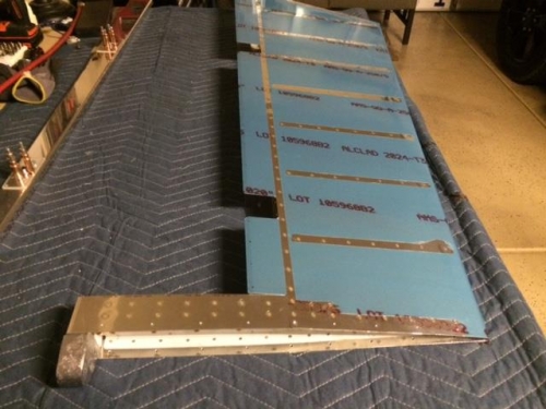 Aft edge of Right Elevator.  Counterweight skin