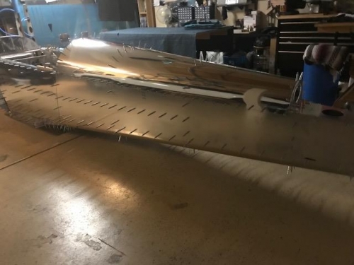 Looking forward at top skin cleoced into place