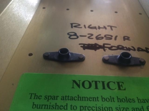 forward nutplates on the face of the spar