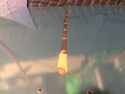 close up of rivet line on a stiffiner