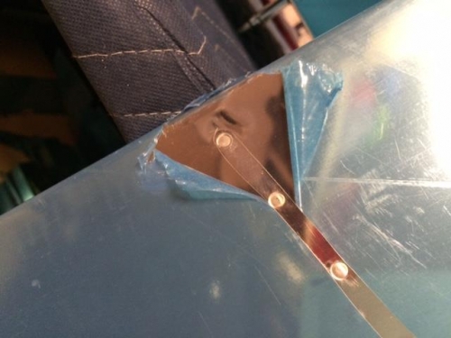 another view of the damage on rudder edge (New skin on order)