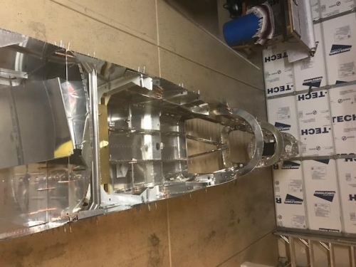 View looking aft at bulkheads toward tail assembly