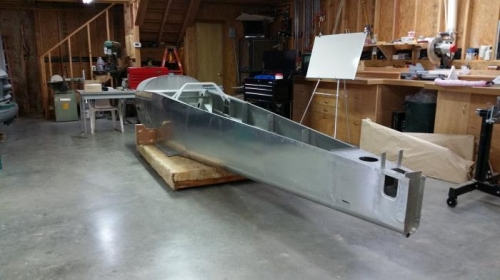 Fuselage rolled into shop 1st time.
