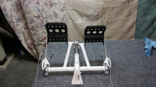 Pedal assembly with black pedals installed